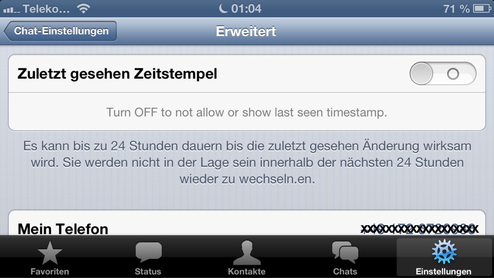 WhatsApp Zeitstempel